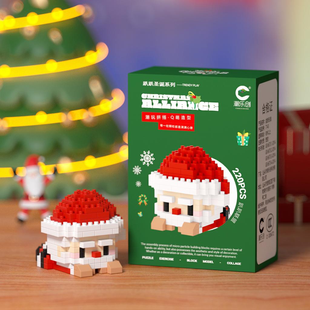 Non-Toxic 33 Style Cartoon Santa Claus Snowman Wishing Tree Apple Candy House Building Blocks City Compatible Diy Toys Children'S Gifts