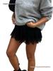 High-Waisted Pleated Lace Mini Skirt - Women's Classic Retro Streetwear for Club Party