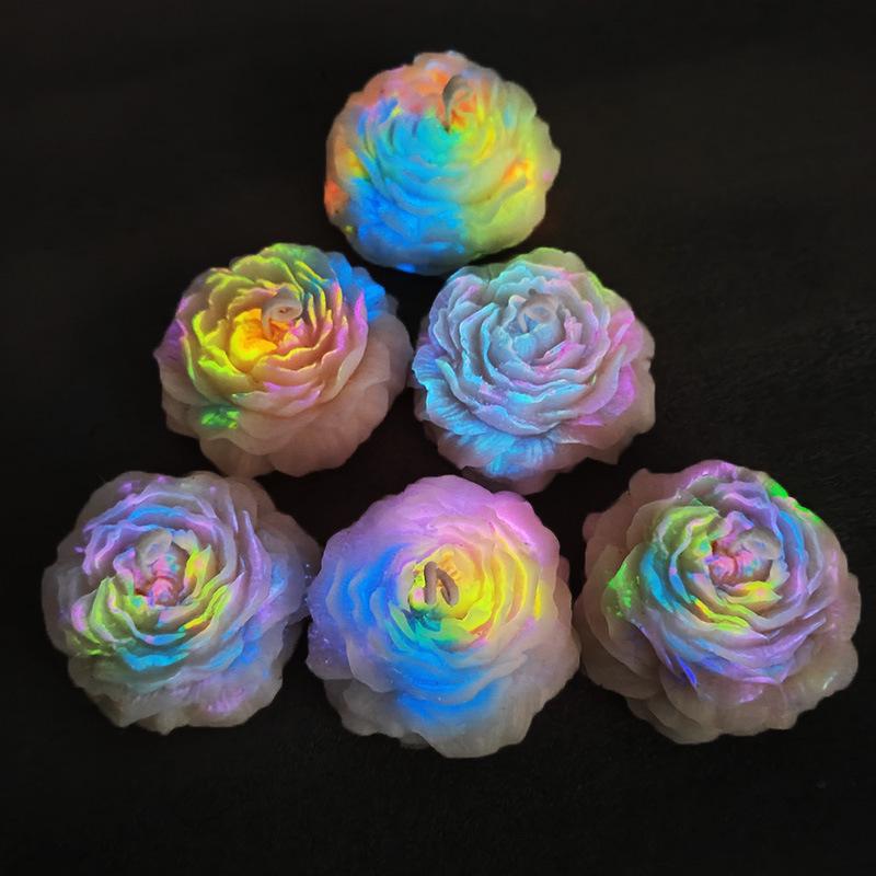 Peony Rose Aromatherapy Drip Wax Candle - 40° Low-Temp, Luminous Flower Gift Figurine