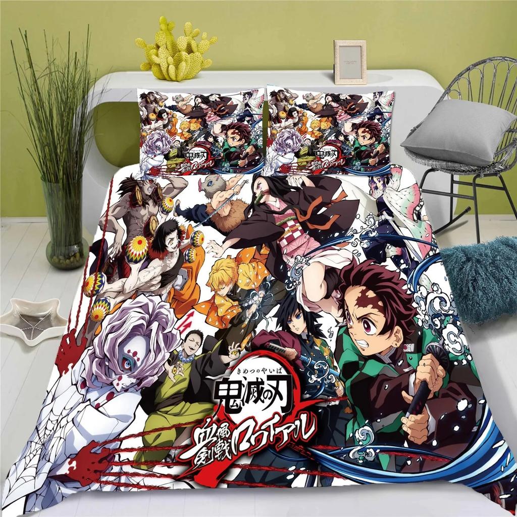 Demon Slayer Kimetsu No Yaiba Cartoon Quilt Cover Printed Breathable Bedding Custom Home Baby Bedroom Comforter Boys