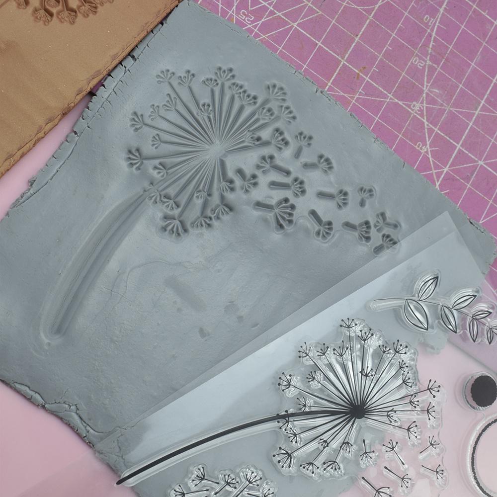 Silicone Dandelion Embossing Template for Polymer Clay & Ceramic Pottery - Reusable Textured Impressions, DIY Art Crafts, Jewelry Making, Mixed Colors