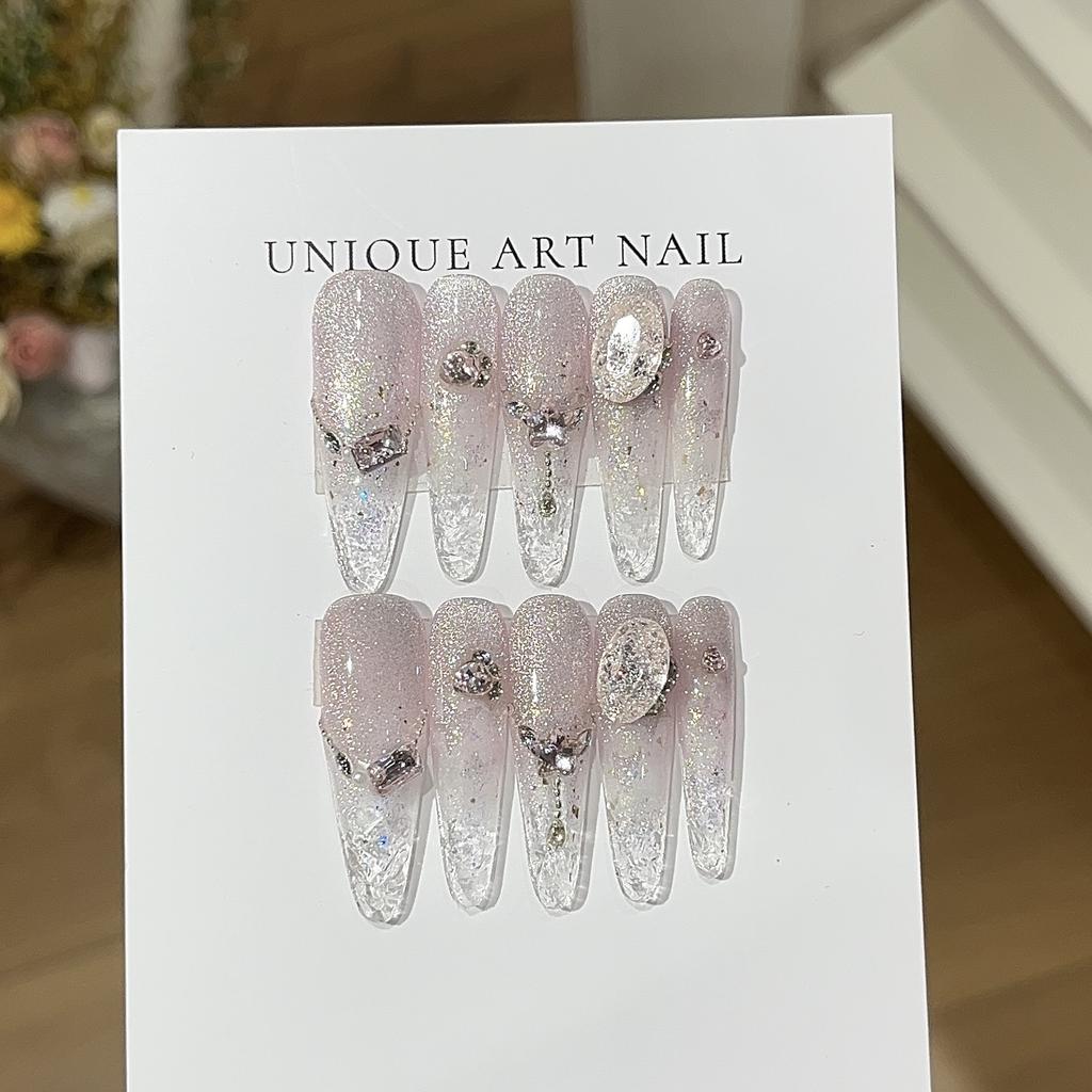 Strawberry Smoothie Summer Ice-clear Strawberry Soda Flashing Powder Golden Cat Eye Glass Broken Diamond Wear Armor