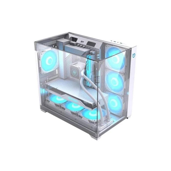 Caja Hiditec SKY Semitorre ATX Triple Cristal Templado RGB Plata 7 Ventiladores Panel USB-C