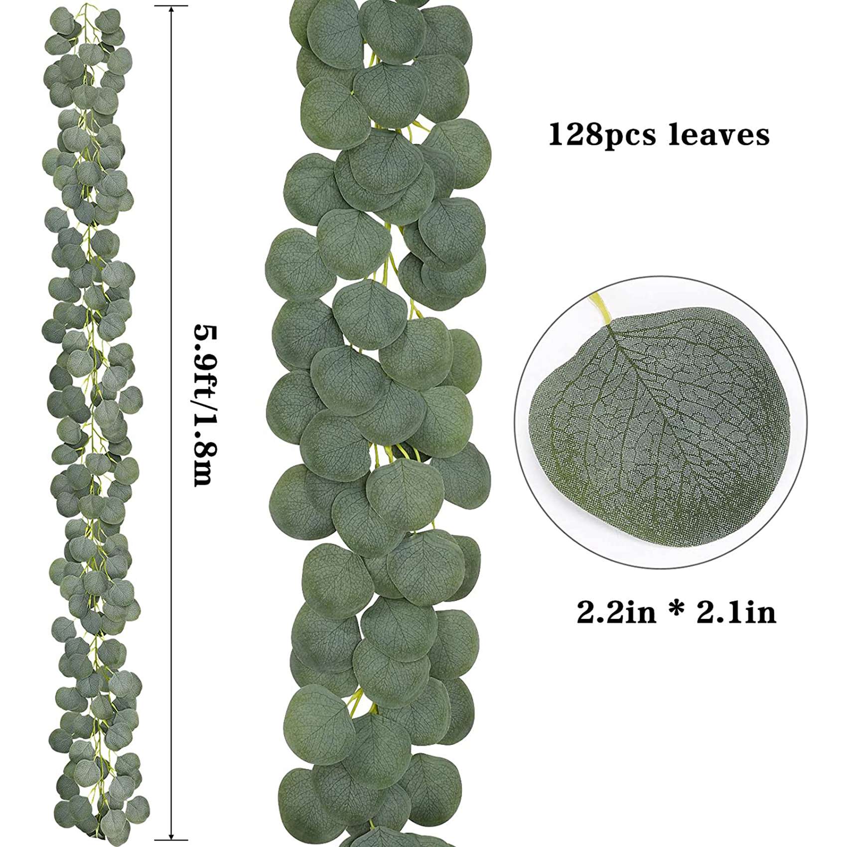 8 шт. 15 м Искусственная гирлянда из эвкалипта Зелень Искусственная гирлянда Оптом Листья эвкалипта  Серебряный доллар  Лозы Растения