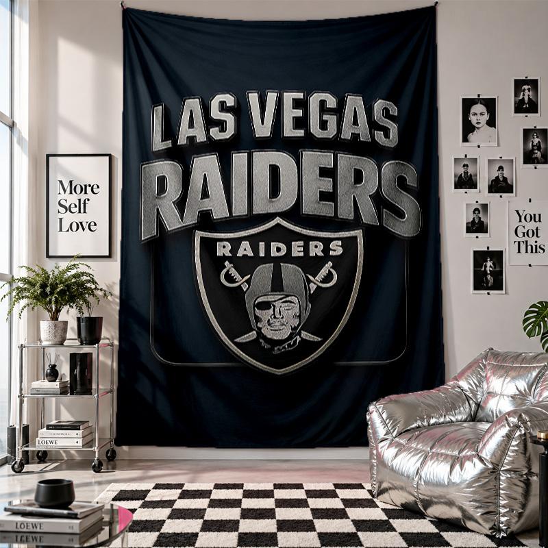 Las Vegas Raiders Wandteppich Heimdekoration Wandbehang Stoff für Schlafzimmer Wohnzimmer Hintergrund