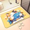 1pc Cute Cat Holding Fish Doormat Non-Slip Absorbent Microfiber Rug for Bedroom Living Room Entryway Outdoor