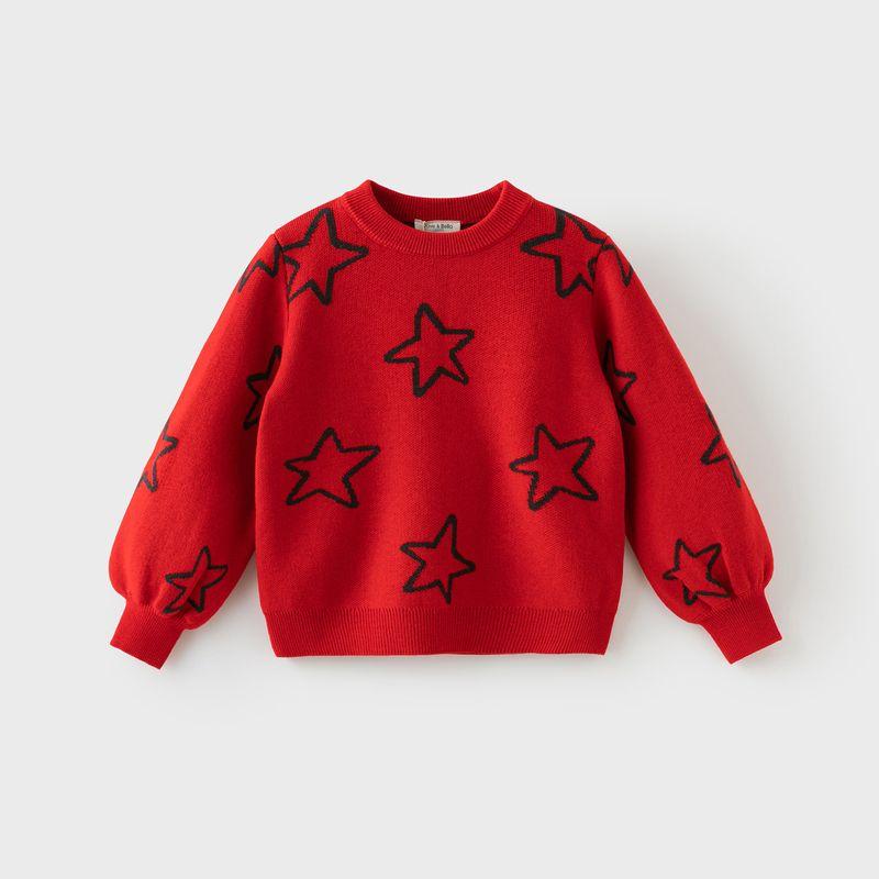 David Bella Children s Sweater Woolen Shirt 2026 Autumn/Winter New Style Girls  New Year Red Knitted Top for Older Children Red [Ready Stock] 140