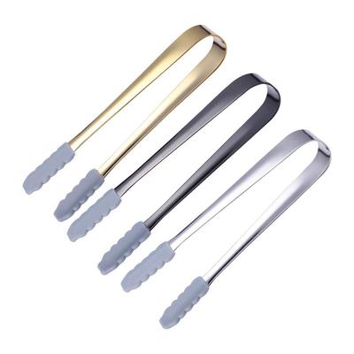 Stainless Steel Ice Cube Clip Ice Tong with Silicone Sleeves Dessert Tongs Food Clips Ice Block Serving Tongs Kitchen Accessory