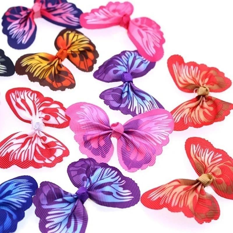 Butterfly Style Dog Hair Acciessories Pet Dog Hair Bows Elastic Cut Pet Grooming Purducts Randomly