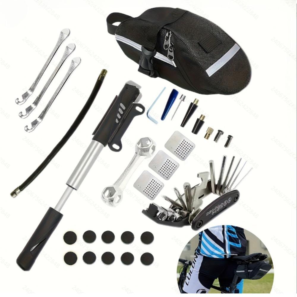 

Glue-Free Tire Repair Kit with Air Pump - Portable Set with Multi-Function Tools & Wrenches for Motorcycles, Bicycles & Cars чёрный