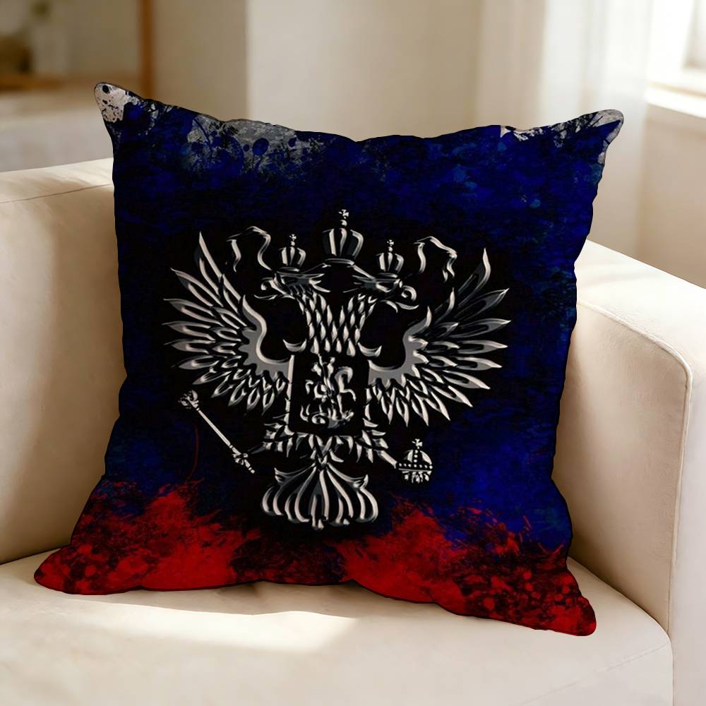 Russian Flag  Square DoubleSided Printed Pillow Case Bedroom Bedside Pillow Sofa Cushion Cover