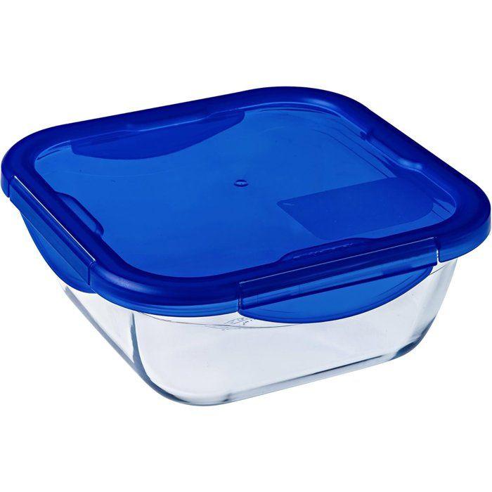 Set of 2 Square Storage Containers - PYREX - COOK &; GO - Airtight - 0.8 L and 1.9 L - Glass