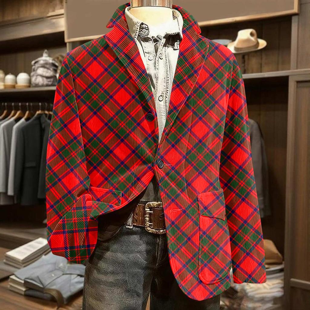Men's Printed Corduroy Warm Pocket Suit Jacket Cardigan Men's Casual Suit