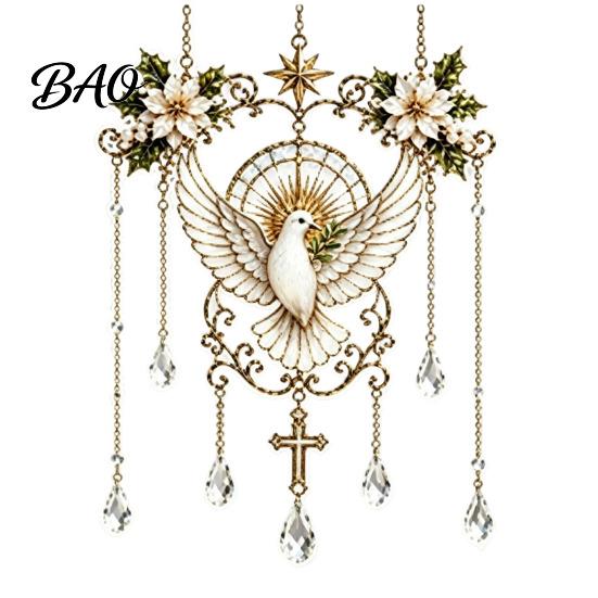 Memorial Keepsake Stained Glass Effect Blessing Suncatcher, Acrylic Angel Prayer Window Hanging Religious Gift for Women Ornament with Faux