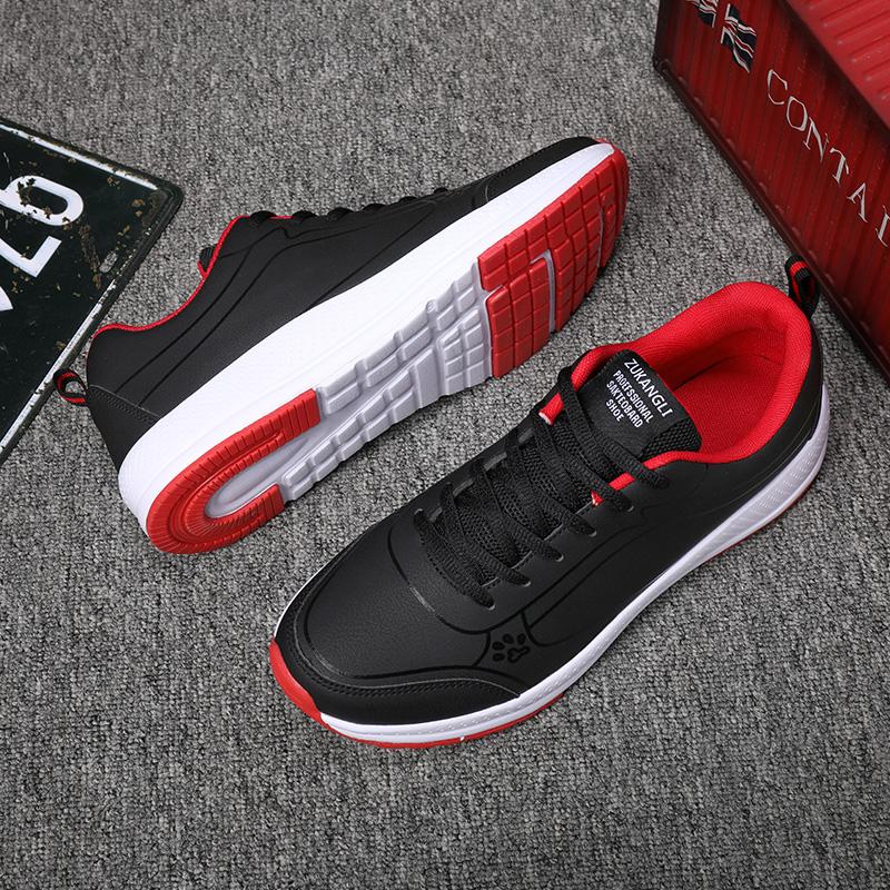 Fashion Running Shoes Waterproof Artificial Leather Sneakers Outdoor Sport Shoes Men Lightweight Walking Casual Sneakers for Men Black45