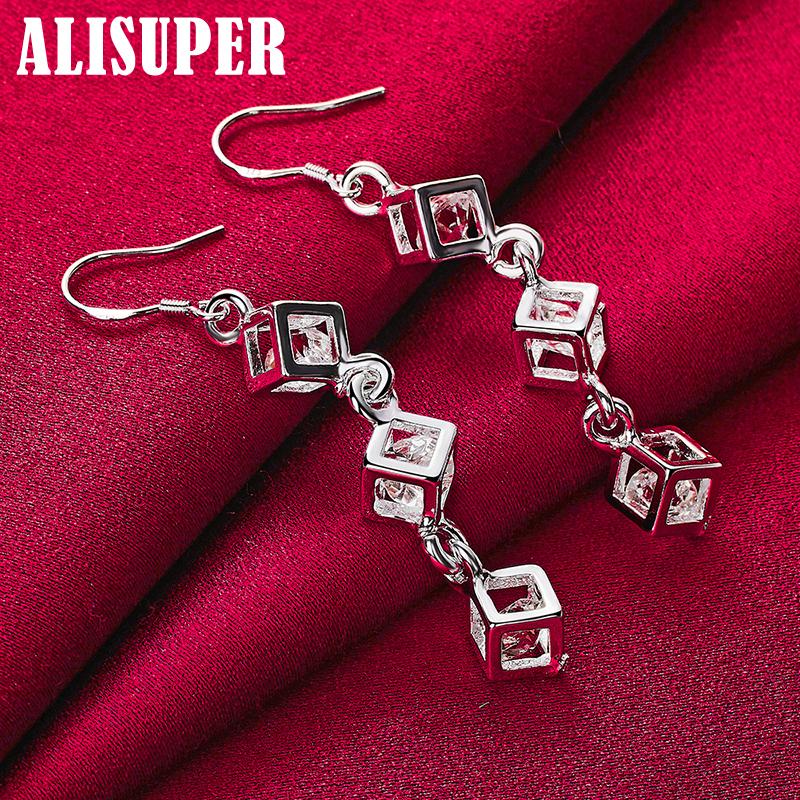 925 Sterling Silver Baishige AAA Zircon Drop Earrings Jewelry