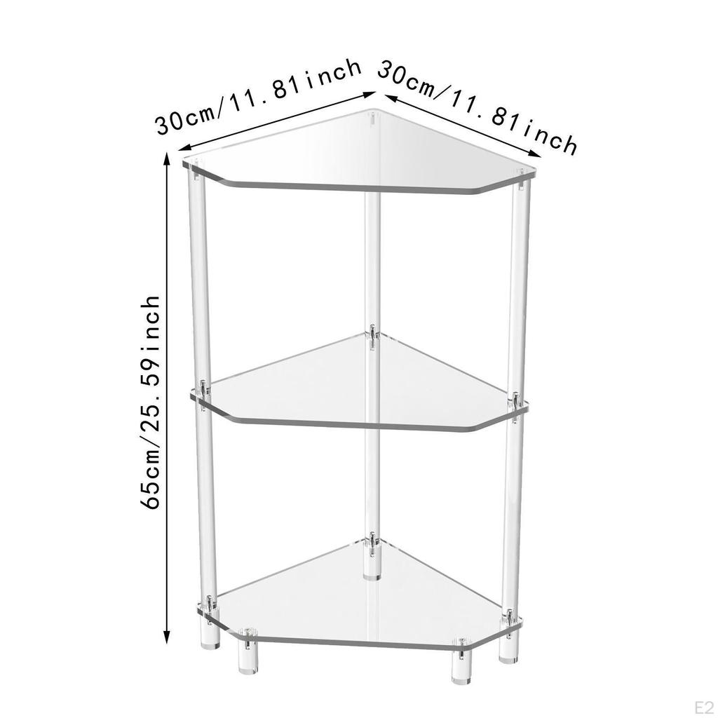 Shaped Corner Table with Metal Sculpture Three Tier Easy Clean End for Kitchen Living Room