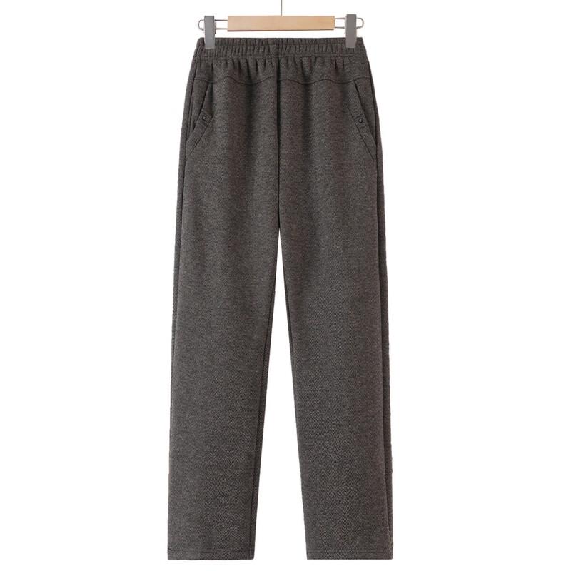 

Elegant Autumn/Winter Straight-Leg Elastic Waist Trousers for Middle-Aged Women XL