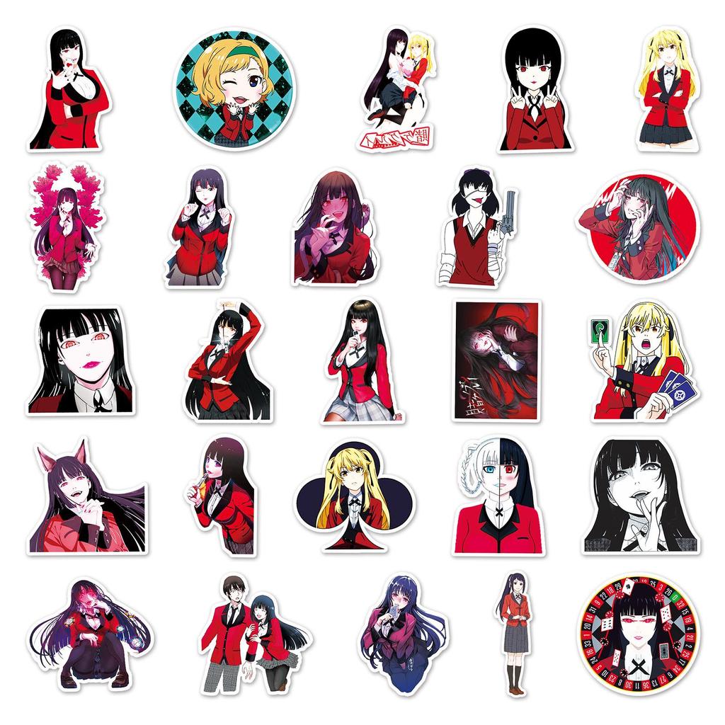 50 Kakegurui Anime Character Stickers for Personalizing Notebooks, Diaries, or Suitcases