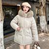 Women’s Midi Hooded Windproof Thicken Warm Winter Jacket With Big Fur Collar