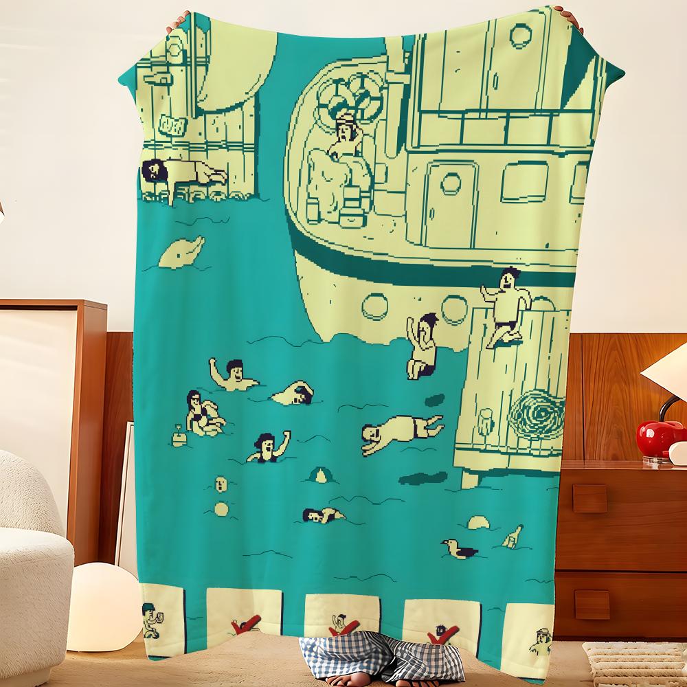 Art S-soupsoup Throw Flannel Throw Blanket, Lightweight Cozy, Durable Washable Cute Cool