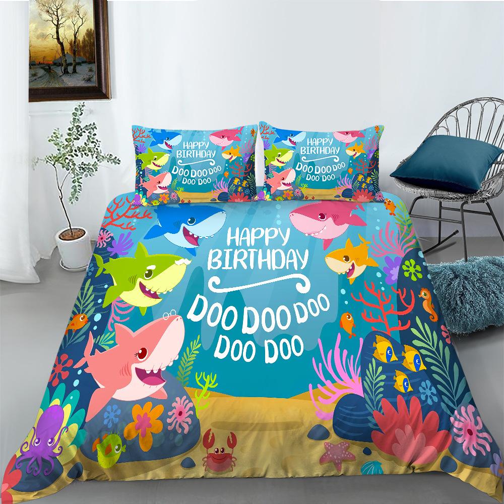Bedding Two Or Three-Piece Set Cartoon Marine Animal Series Digital Printing Polyester