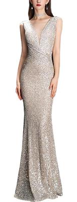 JINZUOMA Morská panna Dlhé spoločenské večerné flitrované úzke elegantné pre a promócie Dámske šaty, Šaty, Šaty, Šaty, Šaty, Strih, Výstrih do V, Formálne, Sexy,