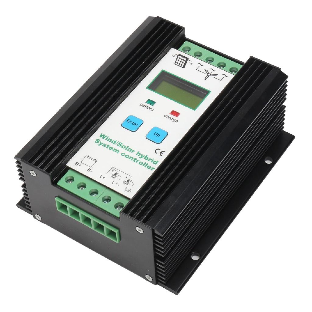 600W PWM Wind/Solar Hybrid System LCD Solar Power Controller 600W Wind + 600W Solar Electrical Equipment Accessories 12/24V Black