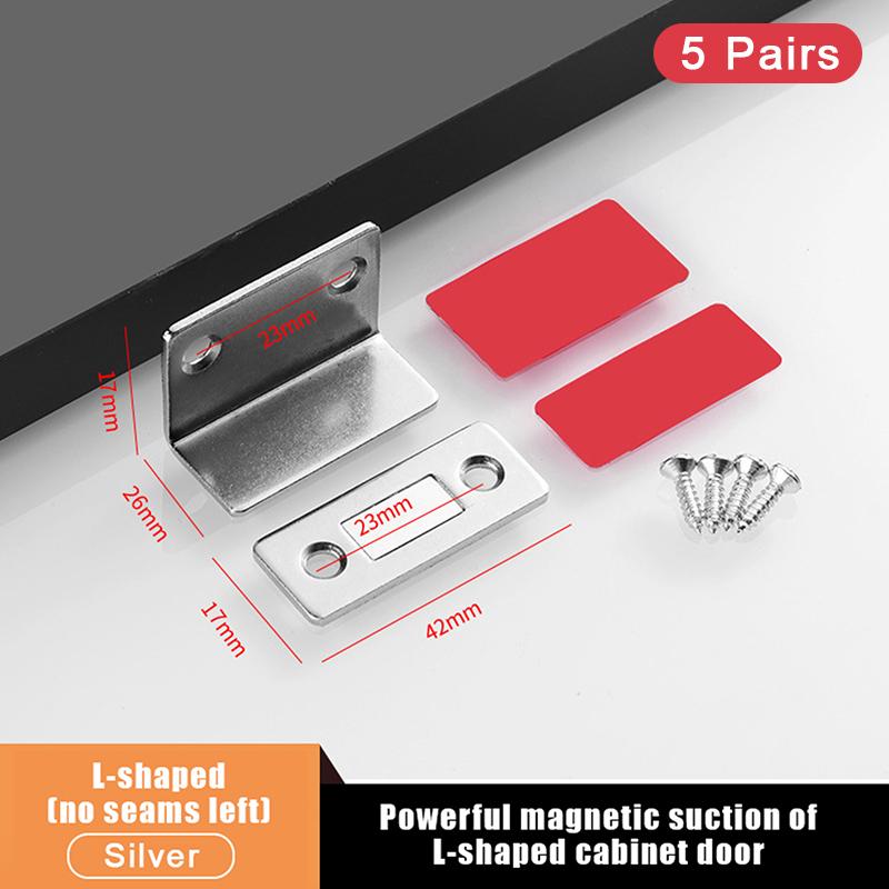 5 Pairs Magnetic Cabinet Catches Ultra Thin Door Strong Magnets Stopper Invisible Adhesive Drawer Magnet Lock