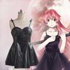 Anime The Future Diary Gasai Yuno Black PU Leather Dress Cosplay Costume Mirai Nikki Braces Performance Costumes Party