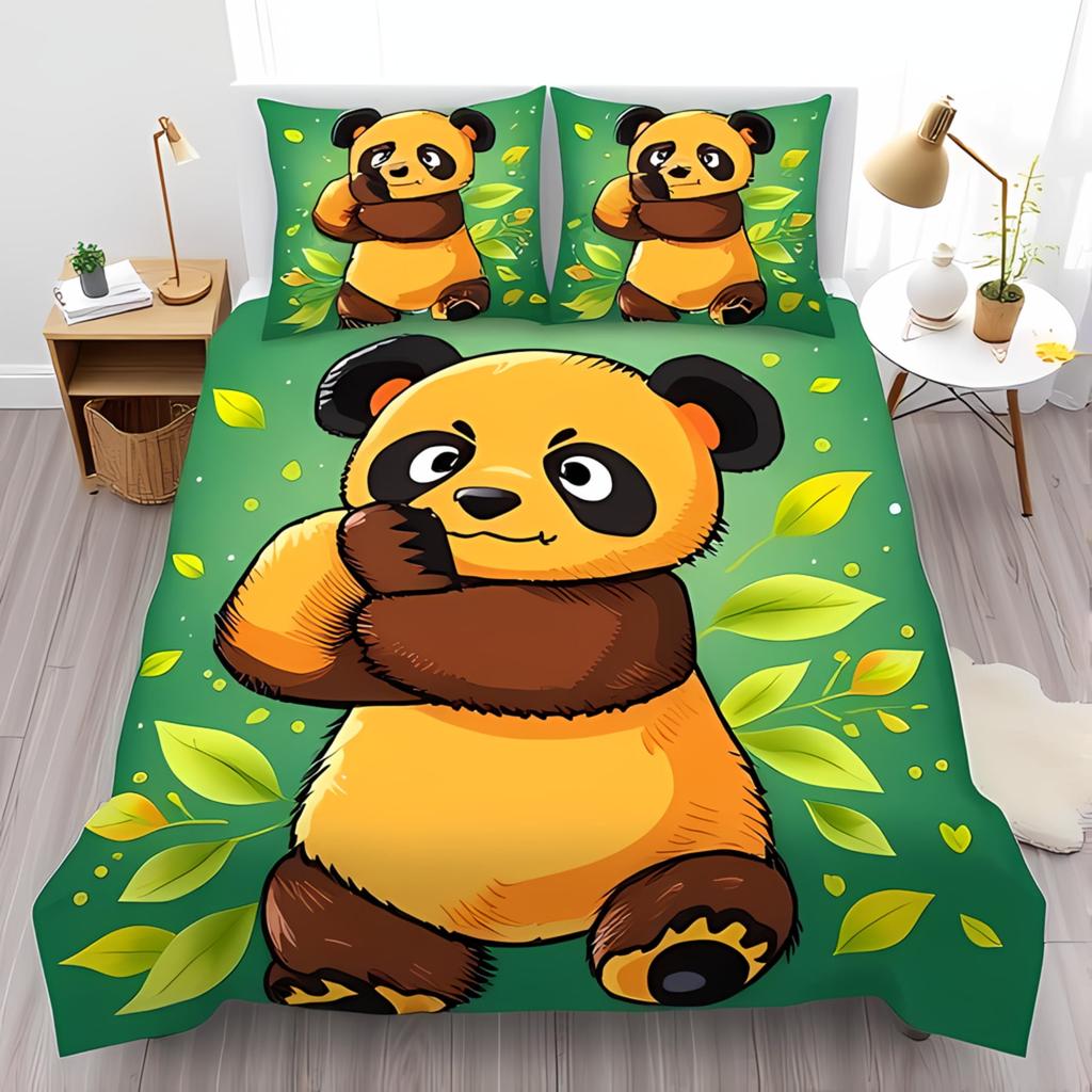 Comforter Cartoon Panda Bedding Set Adorable Animal Pattern Set Suitable For Boys And Girls Queen Size Warm Soft Breathable