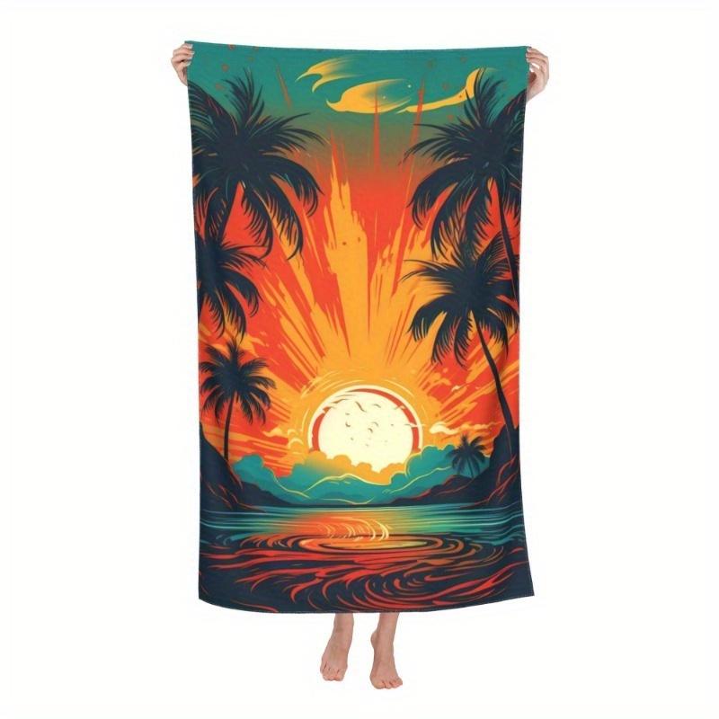 

Pop Art Palm Tree Sunset Lightweight Sandproof Quick-Dry Towel, for Swimming Pool Camping Beach W30*H60(CM)