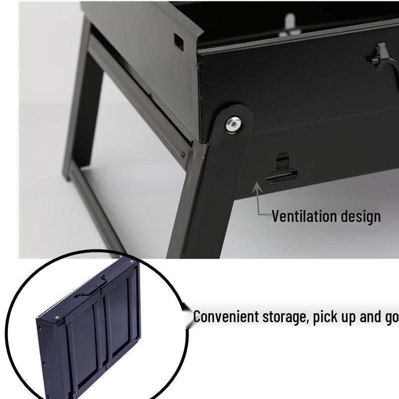 Portable Outdoor Charcoal BBQ Grill - Stainless Steel Folding Rack for Camping