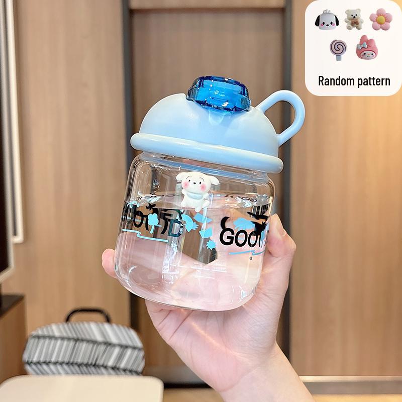 Cute High-Value Portable Glass Water Cup for Girls – Large Capacity, High-Temperature Resistant, Ideal for Students.