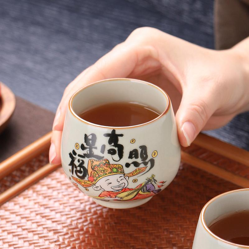 Huang Ru kiln master cup can be raised by opening a piece of ceramic household kung fu tea cup tea cup tea cup large single cup gift