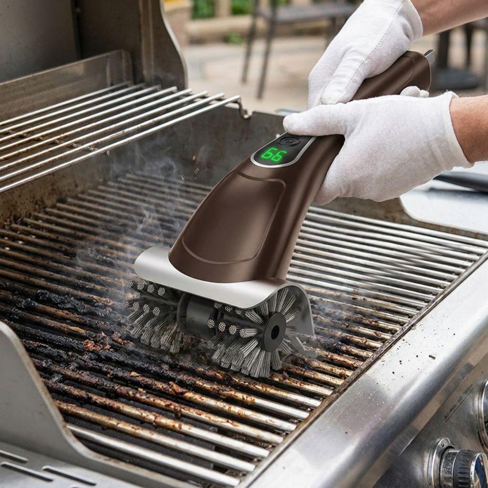 Removable Head Electric Grill Brush Rechargeable Rotating Barbecue Brush Outdoor Grilling