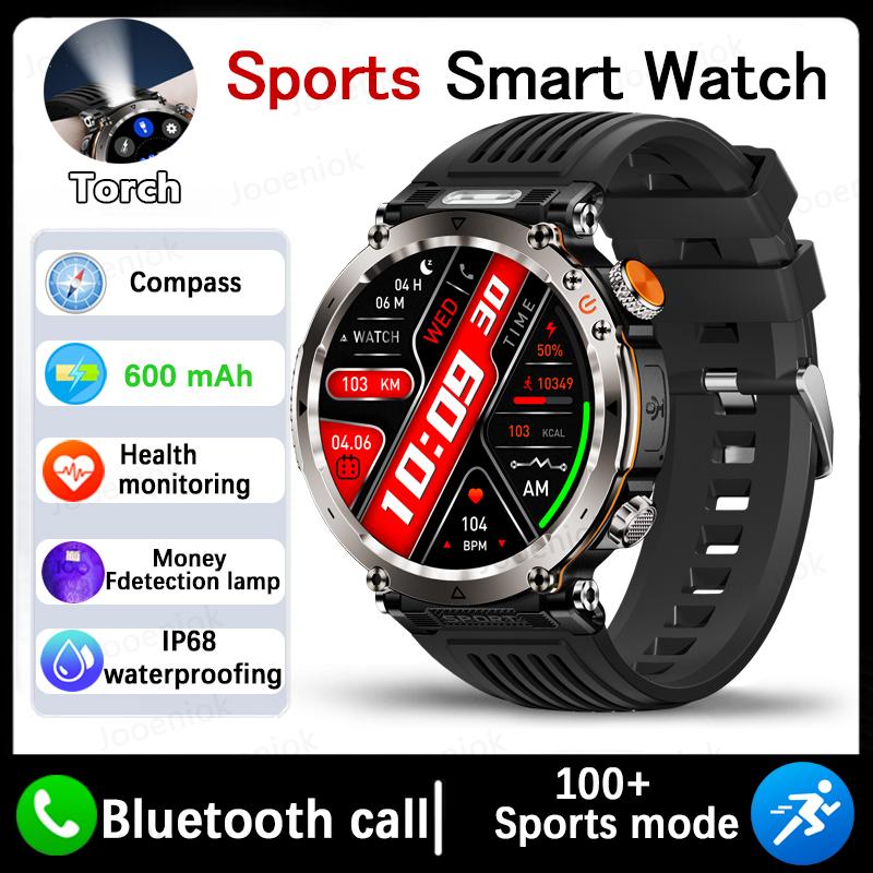 New Smartwatch Men Sports Outdoor Compass LED Bluetooth Call 600mAh Heart Rate 1.7-inch 3ATM Waterproof Women Smartwatch
