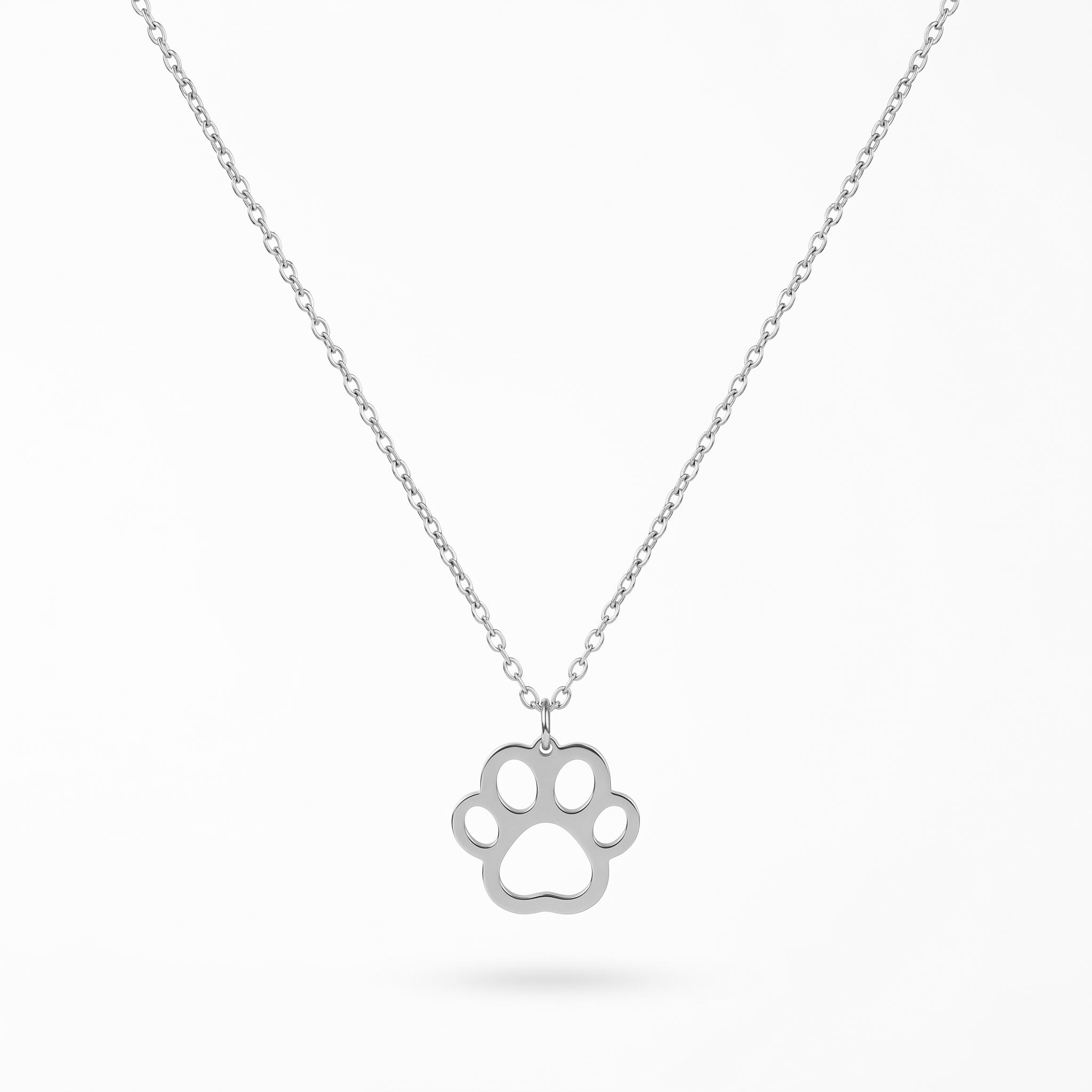 QIAOREN 11577 Trendy Stainless Steel Paw Print Necklace Gold Pet Lover Pendant Jewelry Waterproof Minimalist Animal Necklace