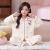 100% Cotton Girls Pajama Set Long Sleeve Cartoon Print Sleepwear Open Front Robe Style Fall