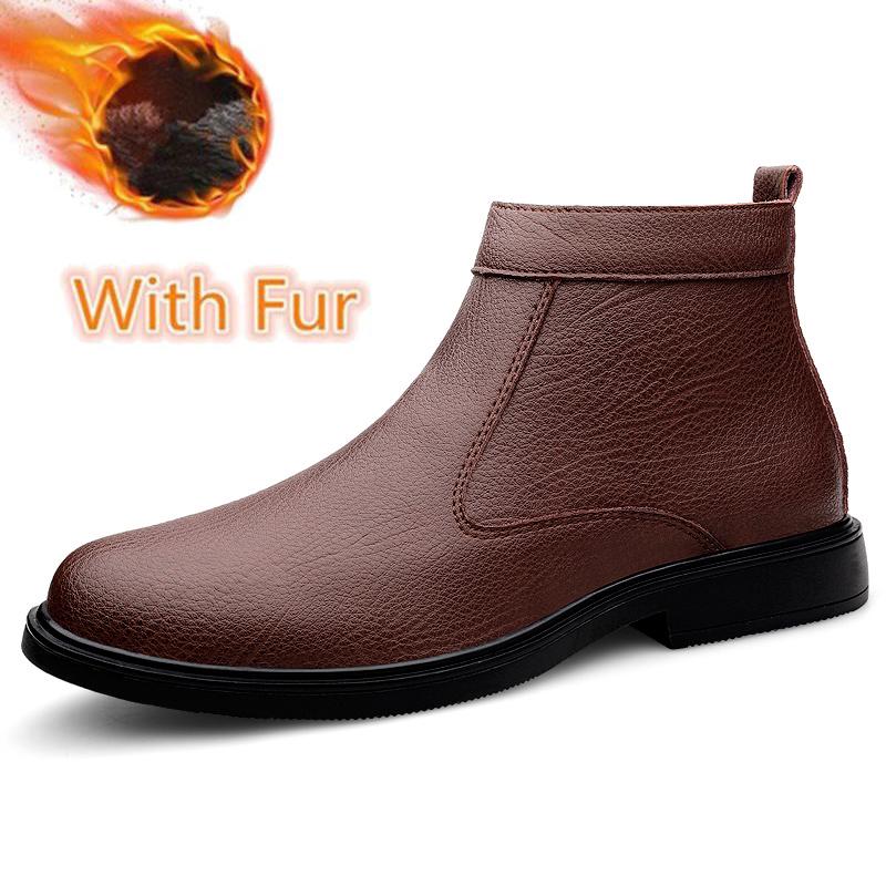 

Autumn Winter New High-Top Leather Shoe Man Zipper Leather Chelsea Boots Fashion Men Ankle Boots Versatile Business Casual Botas 37