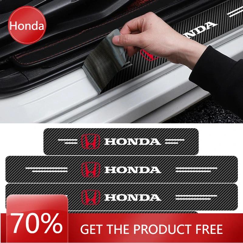 Car Hot 2025 Car Door Plate Carbon Fiber Threshold Protector Sticker Decals For Honda Civic Fit Jazz Accord Pilot Passport Stepw