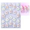 5D Embossed Flower Nail Stickers Self-Adhesive DIY Spring Summer Floral Nail Art Decals