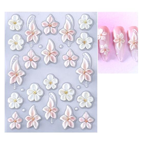 5D Embossed Flower Nail Stickers Self-Adhesive DIY Spring Summer Floral Nail Art Decals