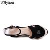 Fashion Eilyken Fashion Peep Toe Narrow Band Women Sandals Summer Ankle Buckle Strap Platform Wedges High Heels 15CM Sandals