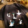 A Fulfilling Day For The Goose Unisexs T Shirts Loose O-Neck Basics Tee Casual Soft Retro Clothing Unisex Cotton Summer Fashion Top