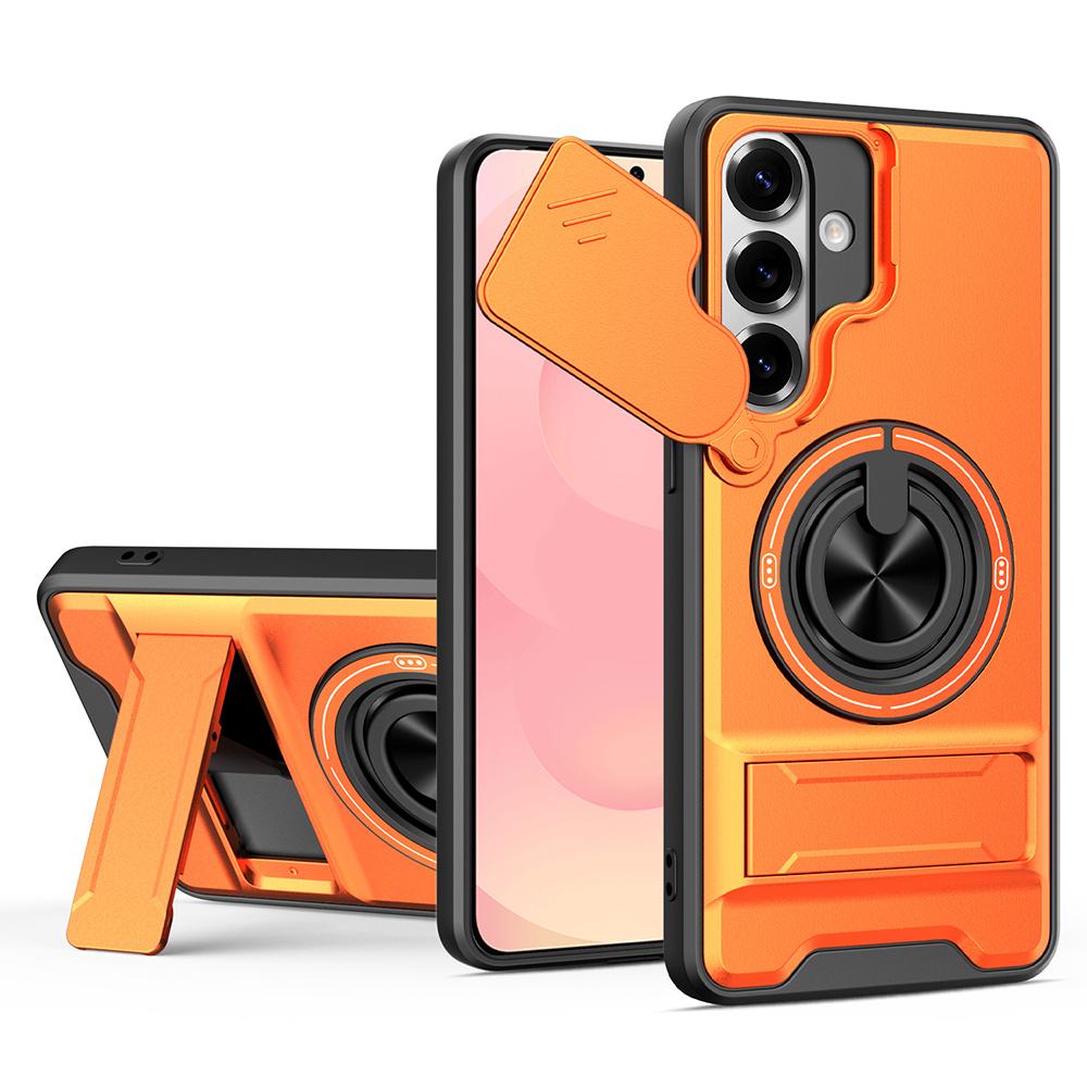 For Samsung Galaxy S26 / S26 Pro Magnetic Case Ring Holder Foldable Kickstand TPU PC Phone Cover with Camera Lens Slider