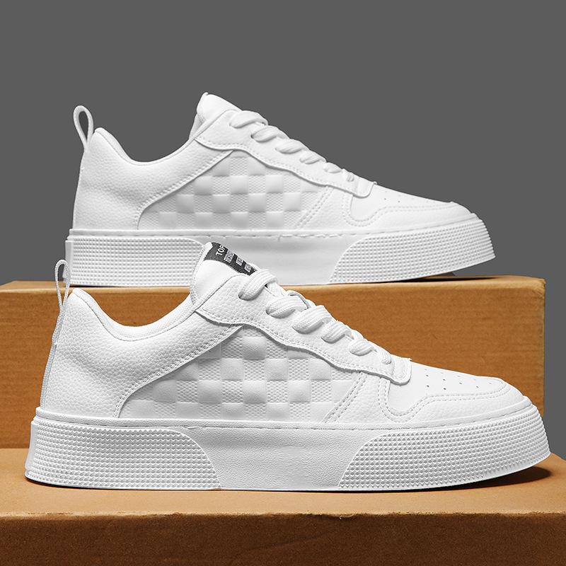 2024 Men's Trendy Korean Style White Sneakers: Versatile, Wear-Resistant, Casual Sports Shoes for Spring