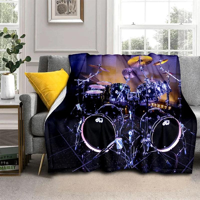 Music Instruments Drum Kit  Drum Set Blanket,Soft Throw Blanket for Home Bedroom Bed Sofa Picnic Travel Office Cover Blanket Kid