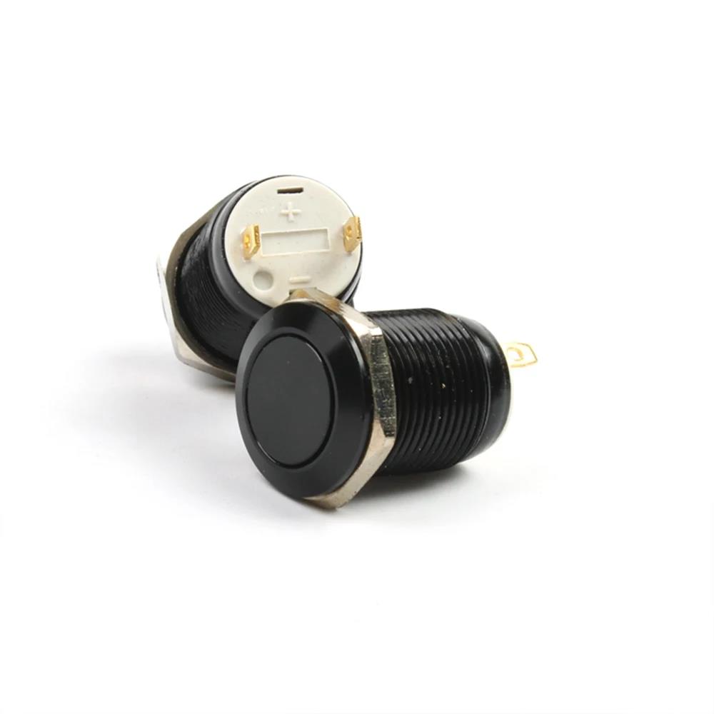 Electric Waterproof Power 12v Led Light Momentary Black Push Button Switch 8/10/12/16/19/22 mm Pressure Switches 220v Aluminium Switches Oil Pressure