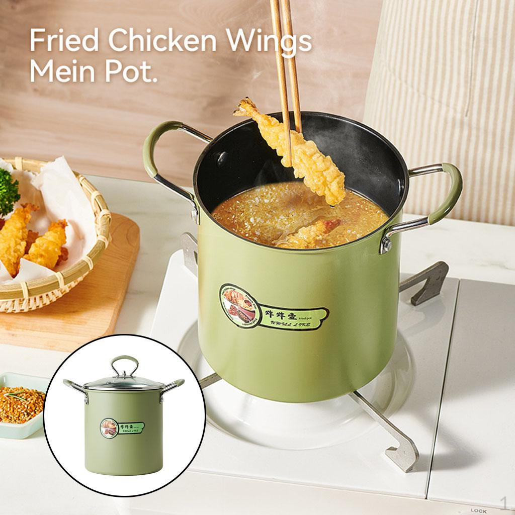 

Compact Deep Fryer Set with Removable Strainer for зелений
